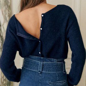 Sezane Gaspard Navy Blue Sweater | Size Small